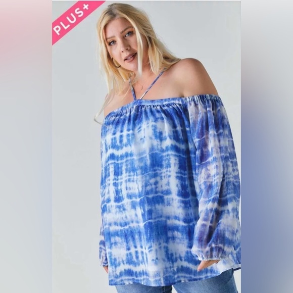 NWT! Plus Size Tie-Dye Off-Shoulder Women's Top Sizes 1X 2X 3X - Picture 3 of 6